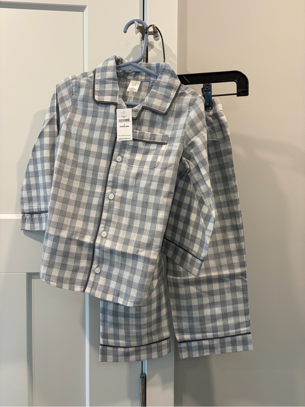 GAP Blue & Gray Gingham Kids Pajama Set